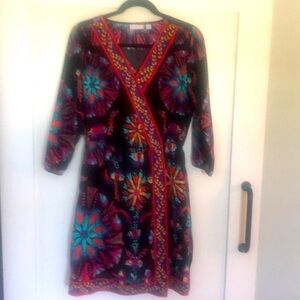 Beautiful silk elastic V neck dress